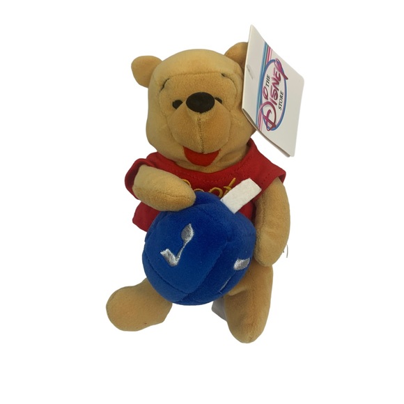 Disney Store 8" Mini Bean Bag Hanukkah Winnie The Pooh With Dreidel, NWT - Picture 3 of 3